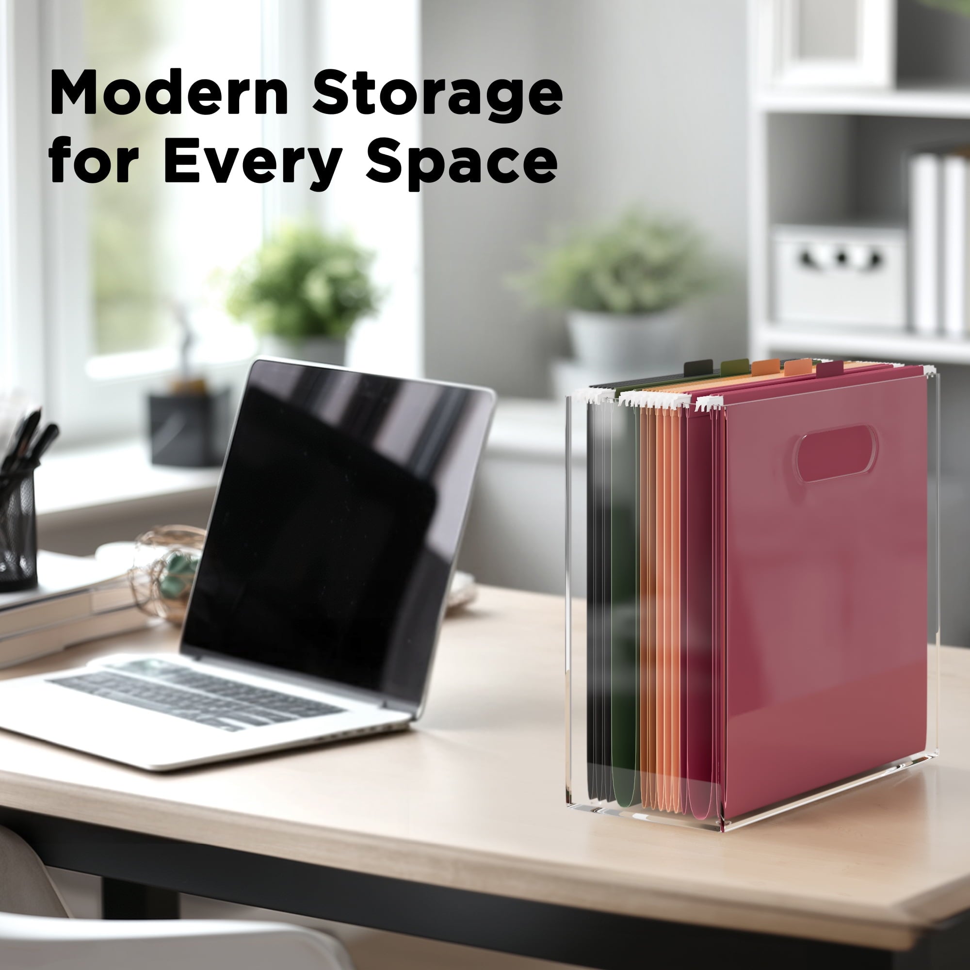 CLASSIC ACRYLIC File Organizer for Home and Office Organization, Clear, 10"x12"x4" - Image 3