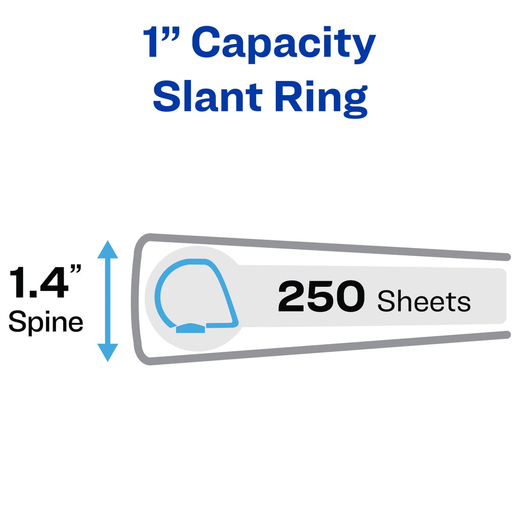 Avery Heavy Duty View Binder, 1", White, Slant Ring, One-Touch, 250 Sheet Capacity, 1 Binder - Image 4