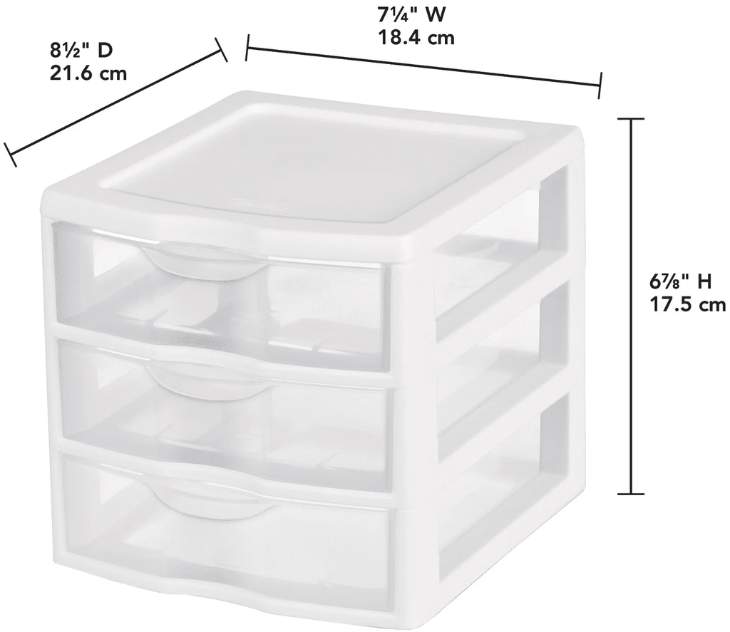 3 Clear Storage Bin, Desktop Storage Container, White - Image 6