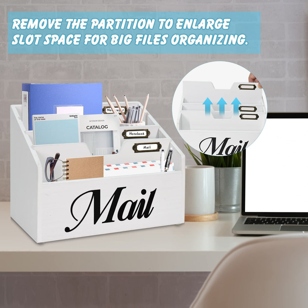 Rustic Mail Organizer for Desk, Mail Holder File Organizer Wall Mount, Office Accessories Mail Organizer Countertop w... - Image 2