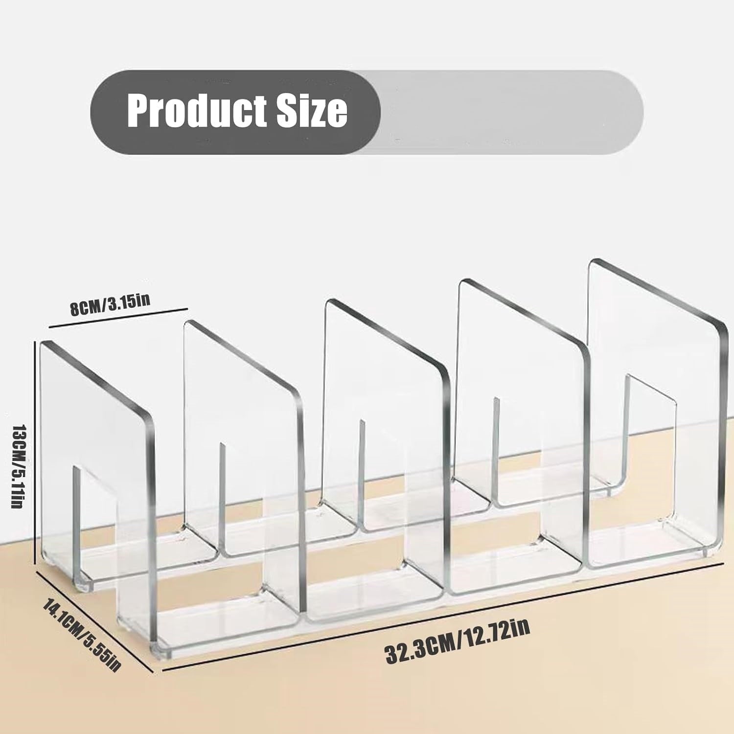 Clear Acrylic File Organizer for Desk, 4 Sections Acrylic Desktop Organizer Holder Sorter,Book Paper Storage Dividers... - Image 2