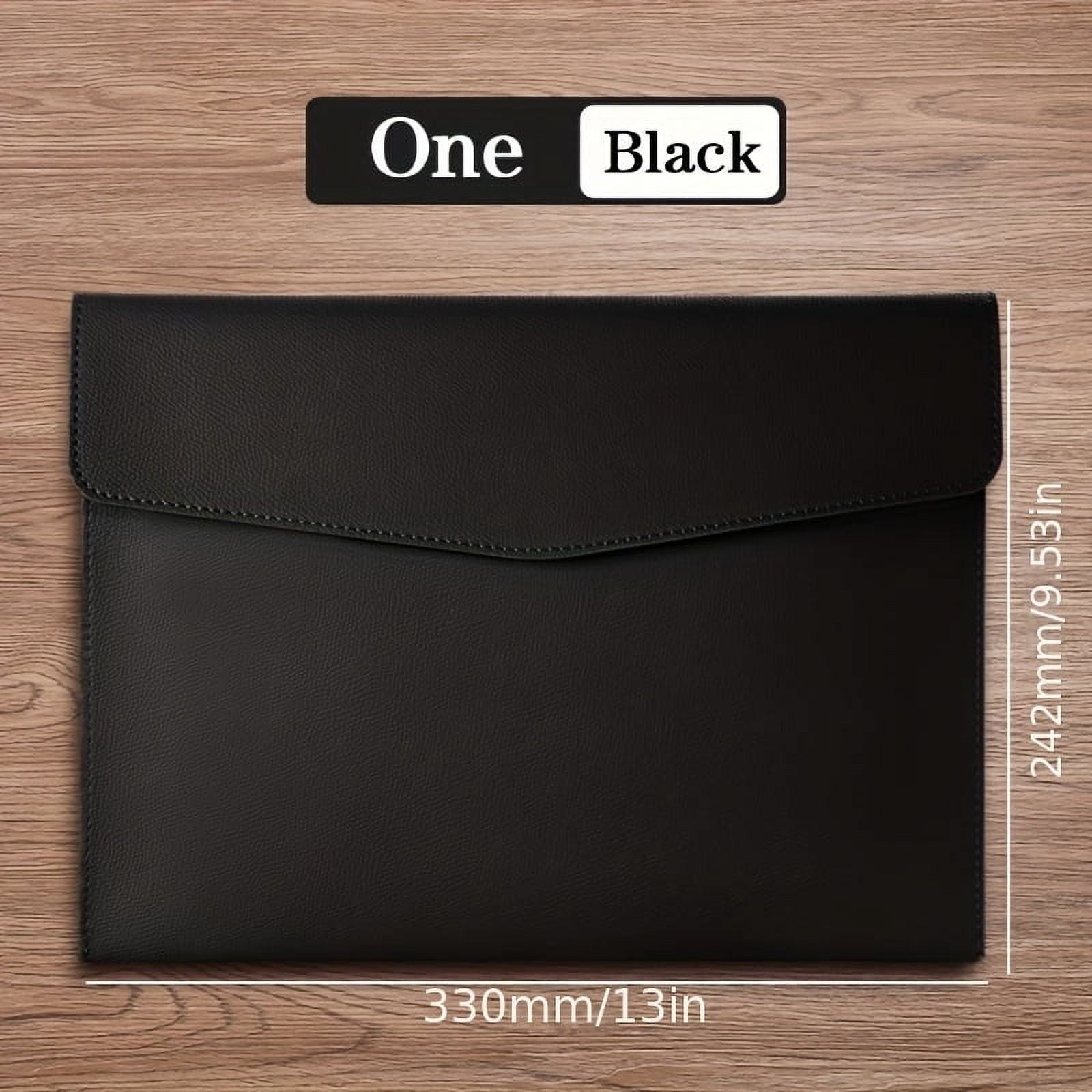 A4 Leather Document Folder, Waterproof Business File Organizer with Snap Closure, Portable Portfolio Case for Office ... - Image 3