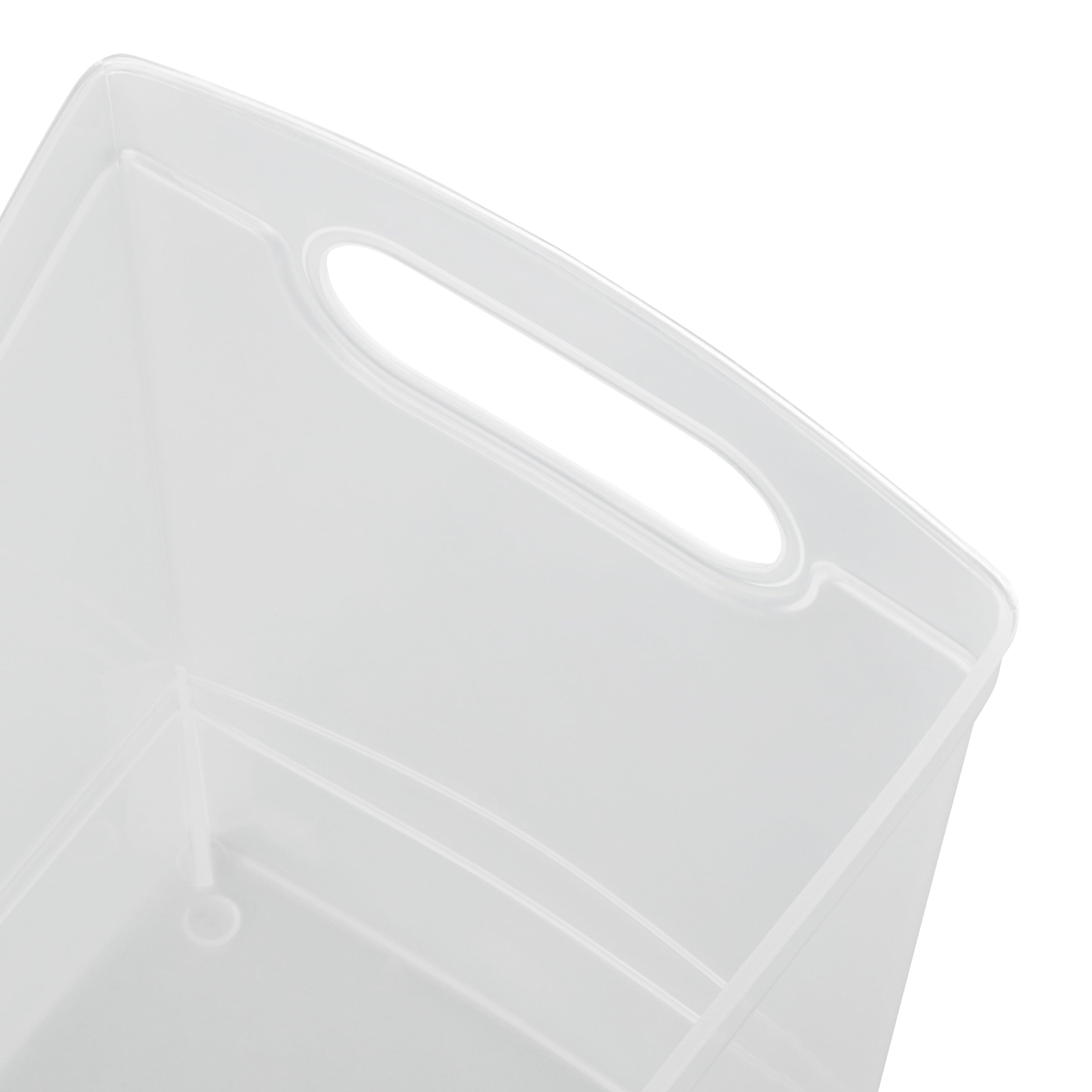 Mainstays 12 Qt Clear Plastic Storage Bin Organizer with Carrying Handles, Narrow Rectangular Utility Container for Pantry, Closet, Cabinet - Image 2