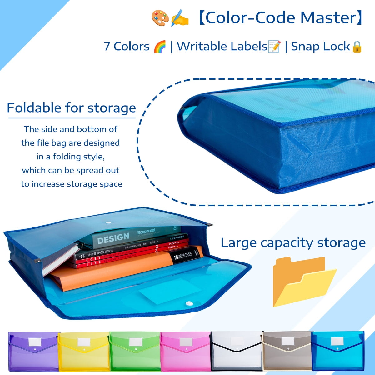 7 Pack Expanding Accordion File Folder 14.4"11" File Box File Organizer - Home Office Supplies and Organizers - Image 6