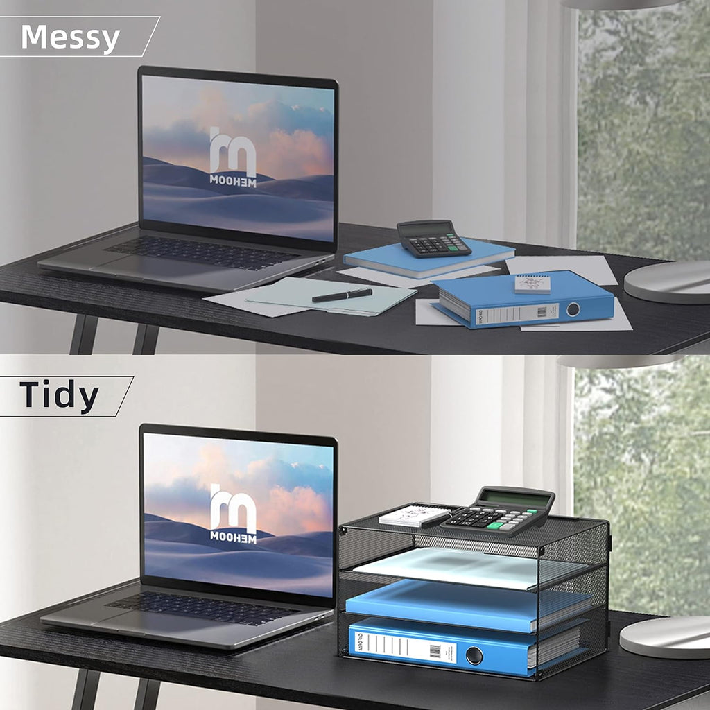 INTIGE 3-Tier Metal Desk File Organizer, Paper Organizer for Office and Home, Black, 1 Piece - Image 6