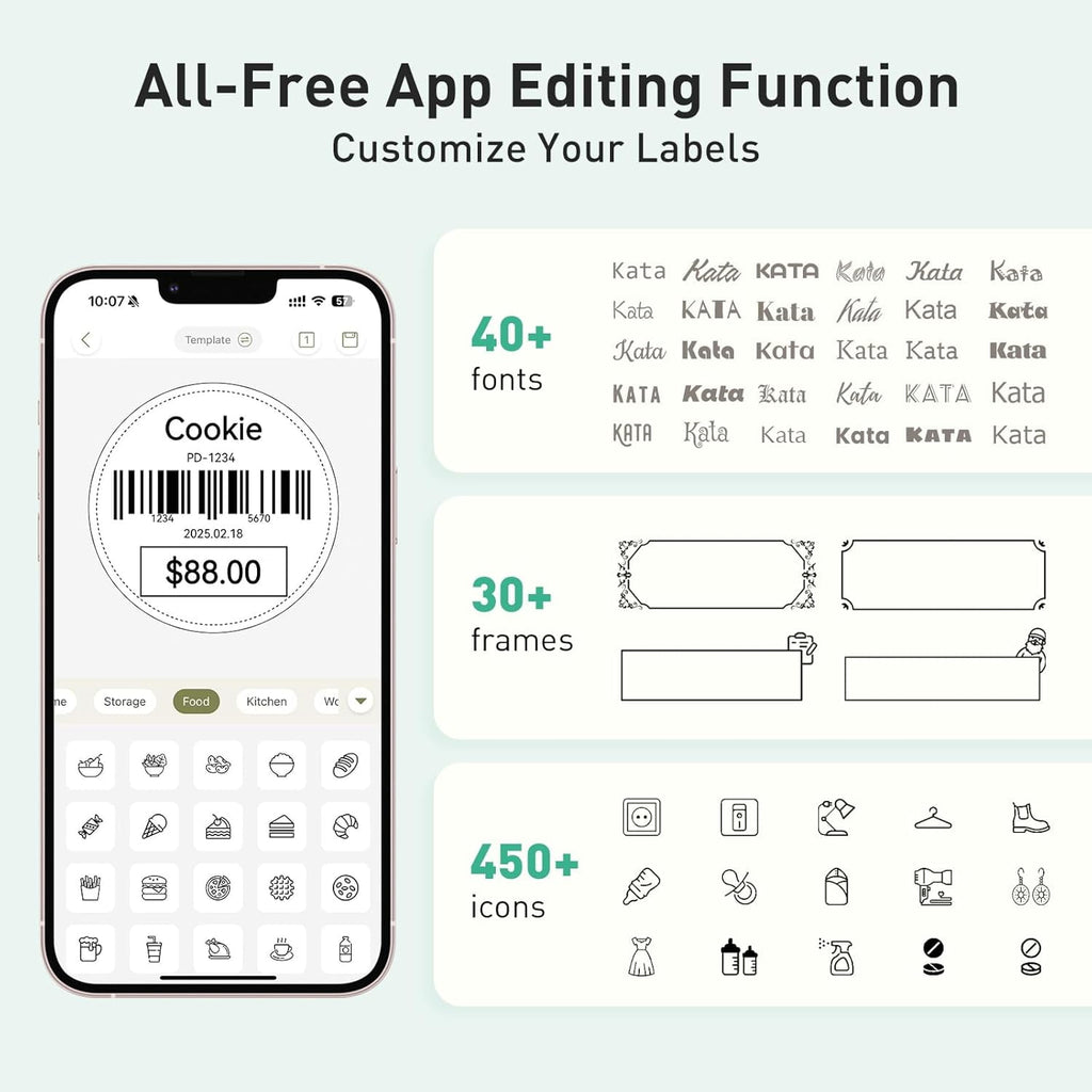 Plus Bluetooth Label Maker Machine with Tape, High Printing Clarity, Versatile App with 40+ Fonts and 450+ Icons, Ink... - Image 4