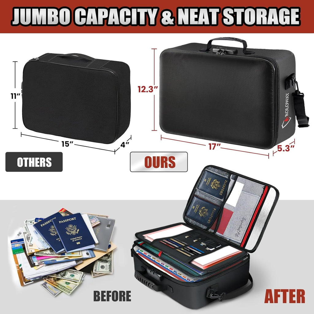 5200°F Fireproof Document Bag with Lock (17 x 12.3 x 5.3 inch), Upgraded Heat Insulated Fireproof Bag with Multi-Laye... - Image 6