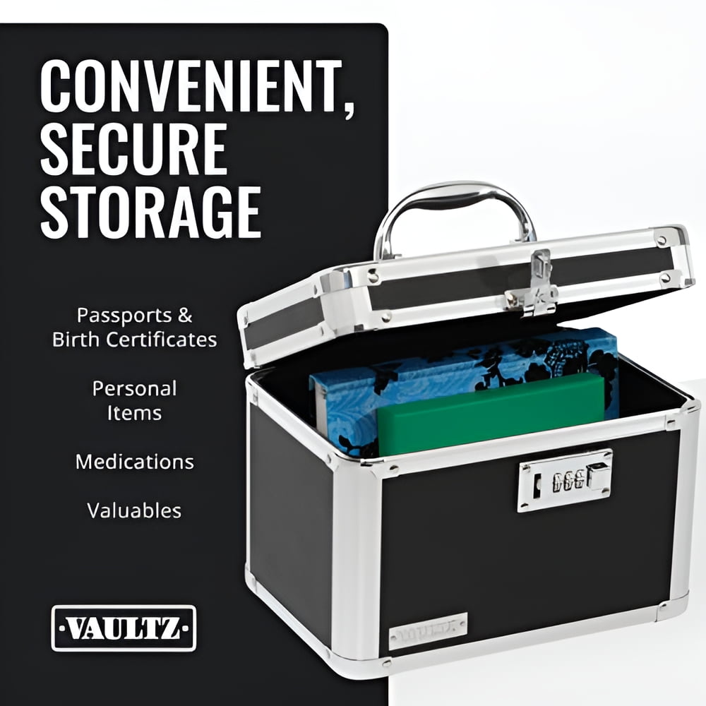 Vaultz Combo Lock Storage Box, Black, Medium Density Fiberboard, VZ00102-2 - Image 2