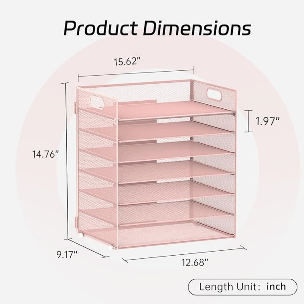7 Tier Paper Organizer, Mesh Desktop File Holder with Handles for Office - Image 2