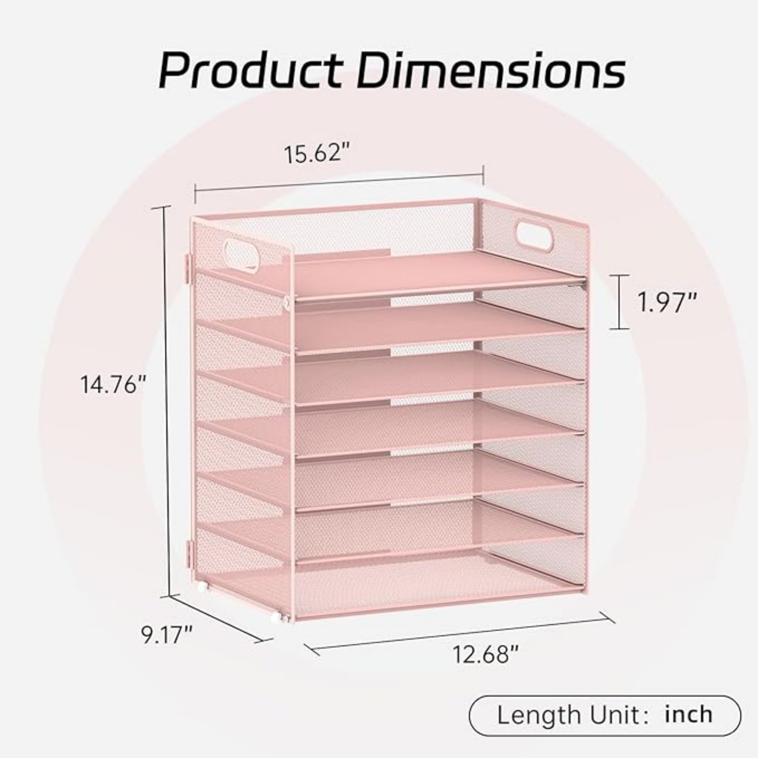 7 Tier Paper Organizer, Mesh Desktop File Holder with Handles for Office - Image 2