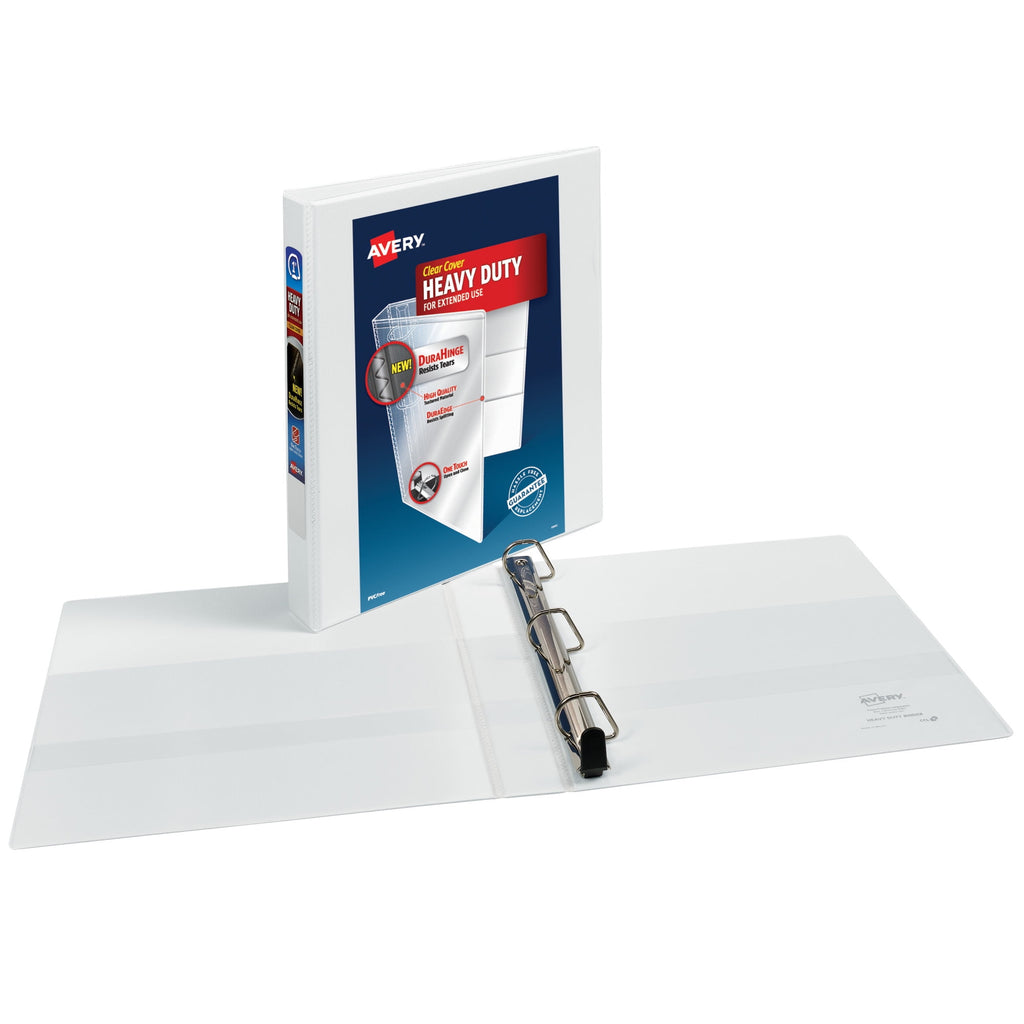 Avery Heavy Duty View Binder, 1", White, Slant Ring, One-Touch, 250 Sheet Capacity, 1 Binder - Image 2
