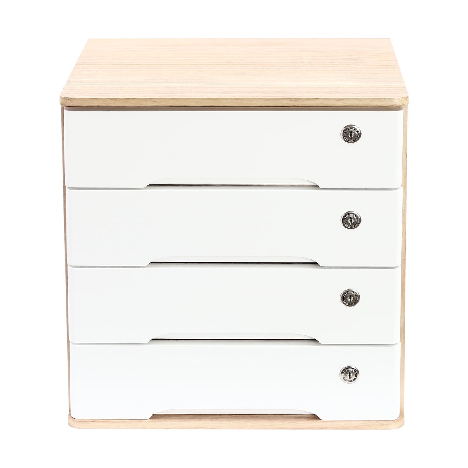 4 Wooden Desktop Storage Box with Lockable Drawers, Office Supplies File Organizer, Art Storage Cabinets, Multipurpos... - Image 5