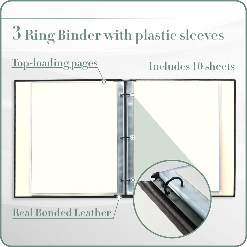 3 Ring Binder with Plastic Sleeves, Includes 10 Sheets, Sheet Size: 8.5" x 11" - Presentation Binder Rings with Hubbe... - Image 4