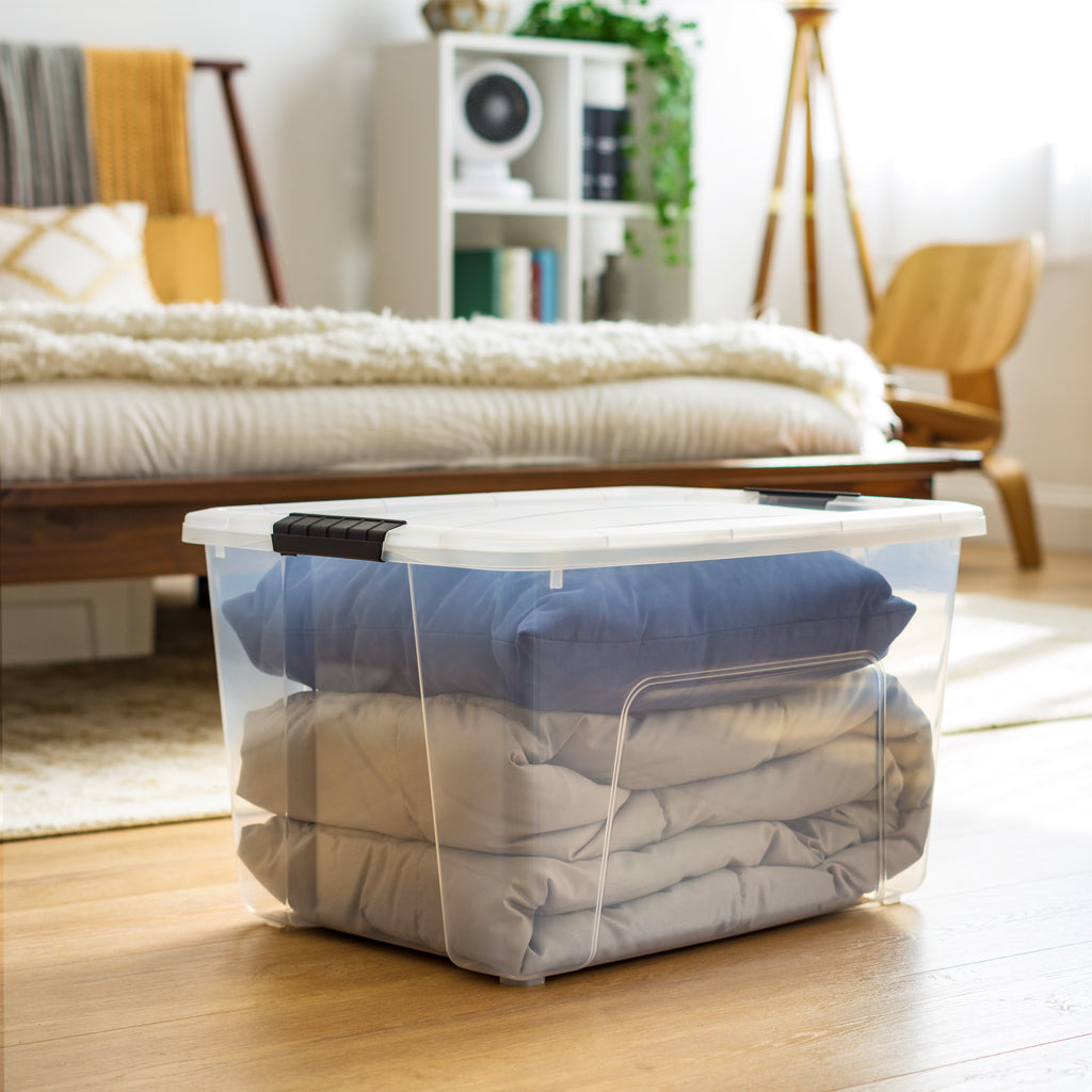 IRIS 60 Qt. Plastic Storage Bins with Lids, Stackable Storage Containers, Totes, 4 Pack - Image 5