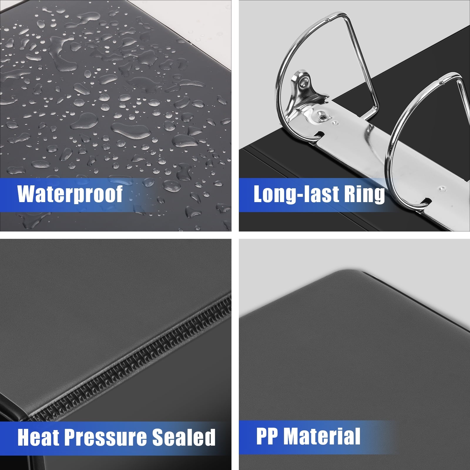 Heavy-duty 3 Ring Binder,4 inch D Ring, Hold 835 Sheets, 6 Pack Black - Image 3