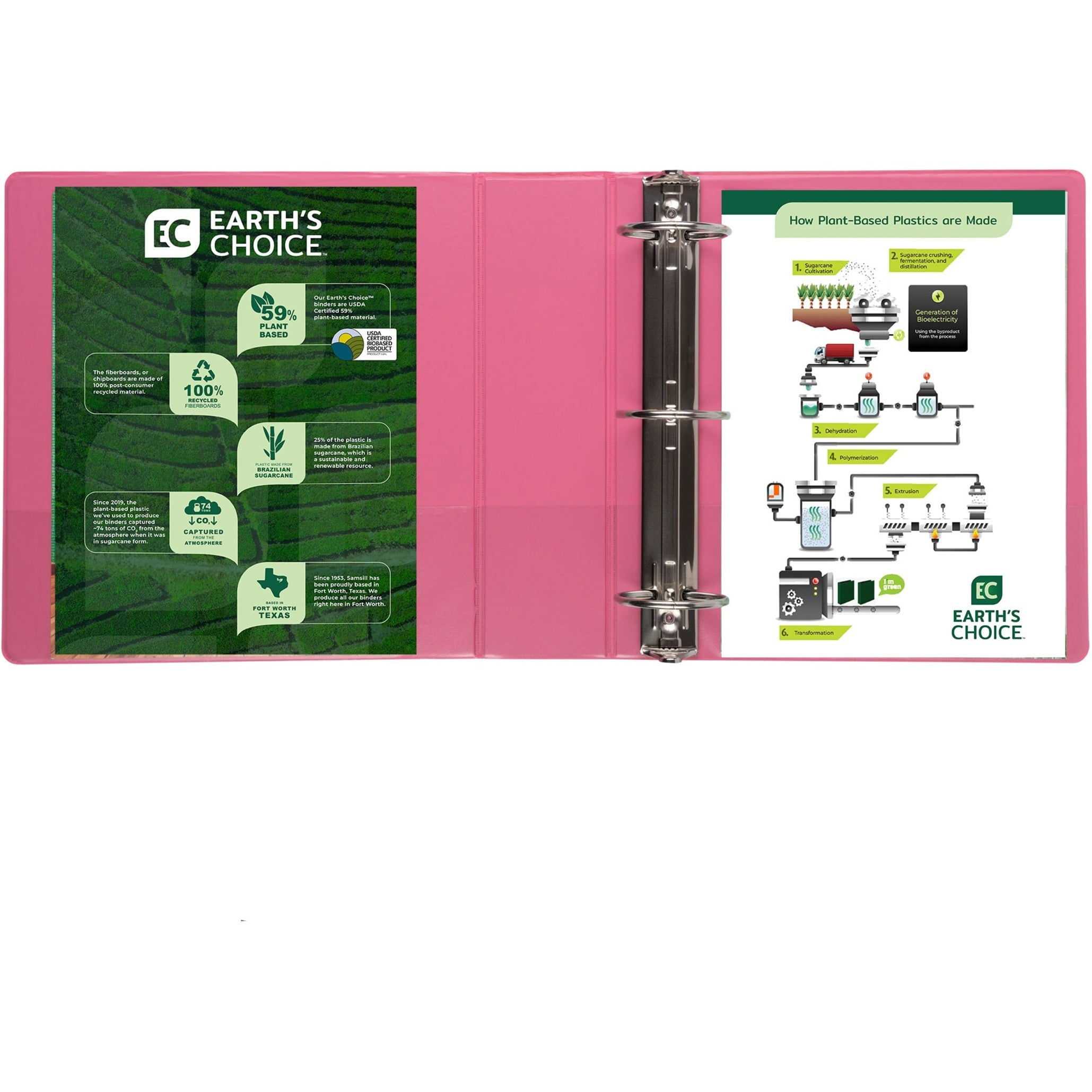 Earth's Choice Plant-Based Durable 3 Inch 3 Ring View Binders - Assorted, Assorted - Image 5