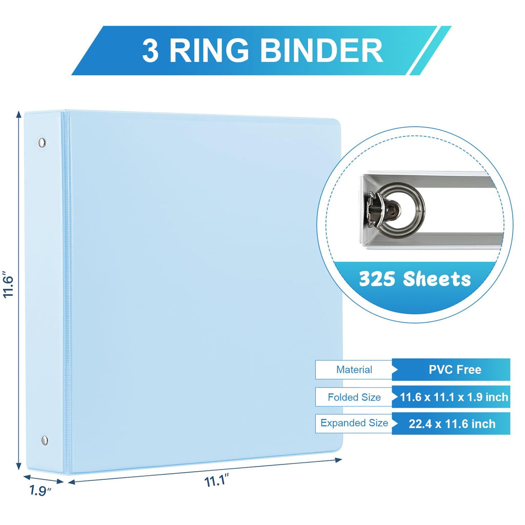 4-Pack 3 Binders, 1.5 Inch Round O- View Binders, Holds 200 Letter Size Sheets, with Pockets, Assorted Colors - Image 4