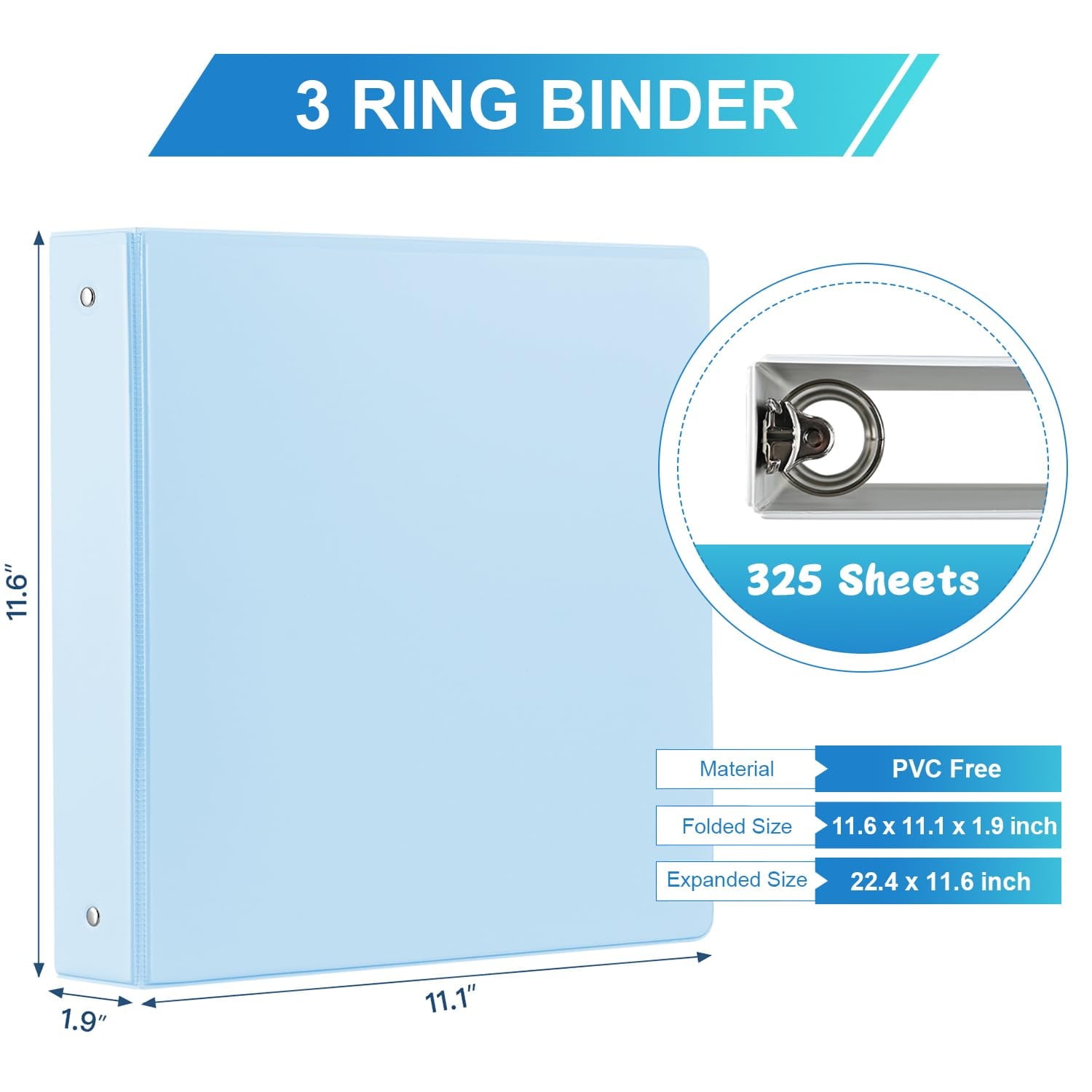 4-Pack 3 Binders, 1.5 Inch Round O- View Binders, Holds 200 Letter Size Sheets, with Pockets, Assorted Colors - Image 4