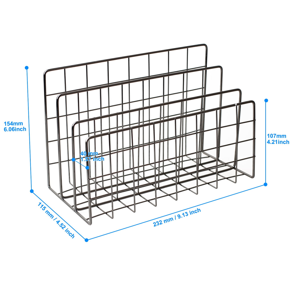 YiePhiot Desktop Mail Organizer File Organizer Metal Wire Mail Sorter Letter Organizer Magazine Rack for Letters, Mails, Books, Postcards, B - Image 4