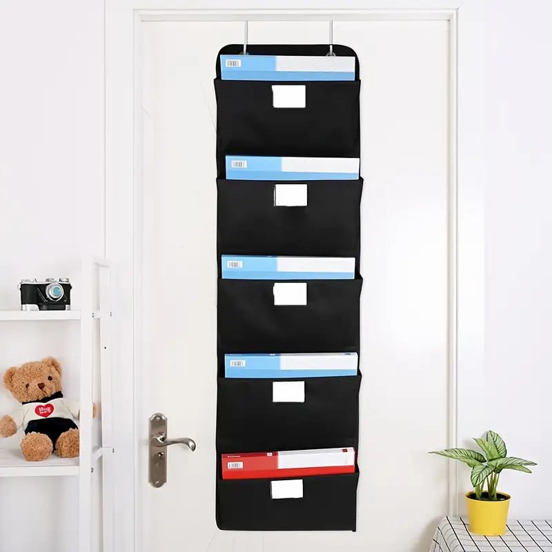 Oxford Cloth Hanging Wall File Organizer, Waterproof Office Folder Storage Pocket for Magazine, Book, Documents - Ove... - Image 3
