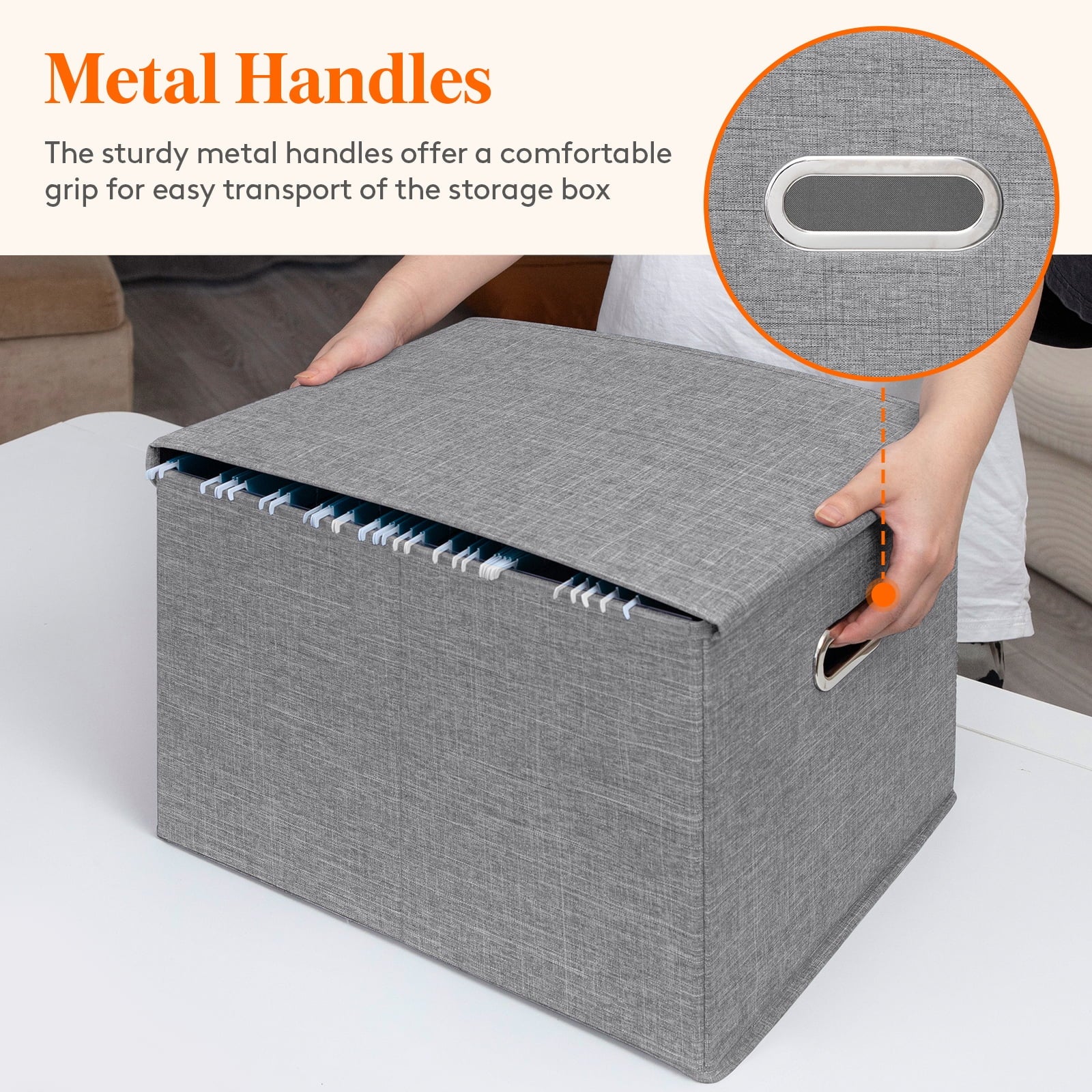Lifewit File Organizer Box with Lids, Portable Storage File Boxes with Plastic Slide, Hanging File Boxes Document Storage for Home Office Su - Image 6