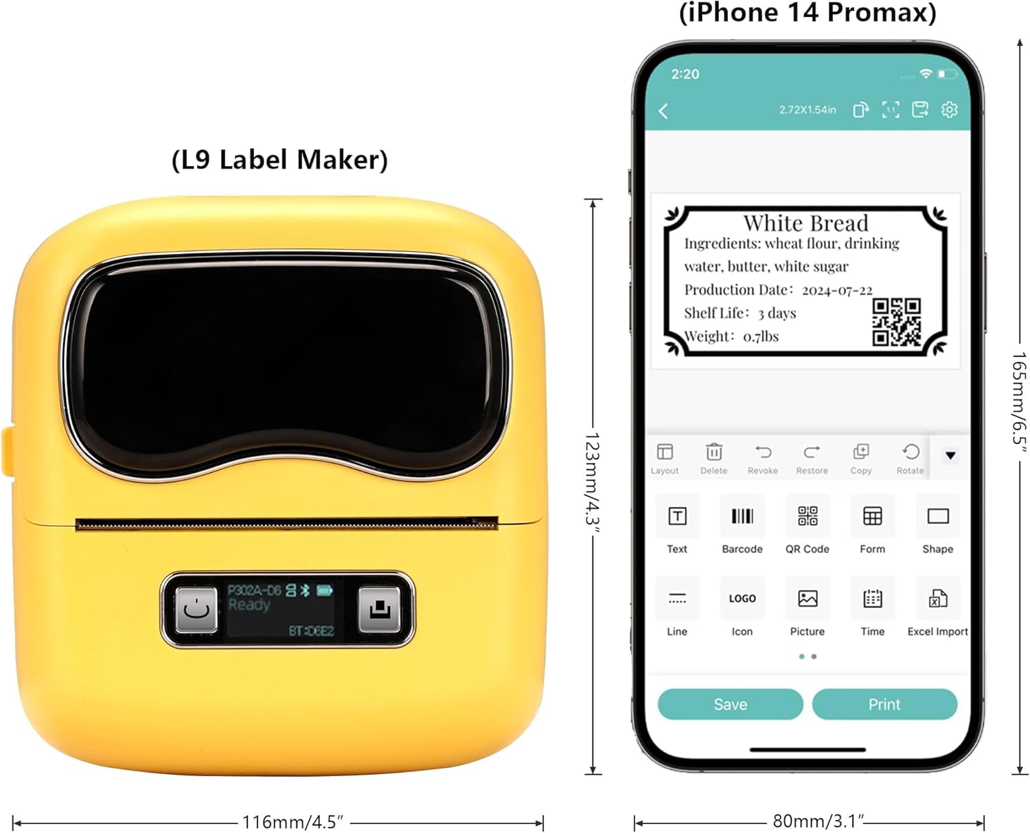 Label Maker, 3 Inch Thermal Printer Support 25-80mm Width Label, Bluetooth Portable Label Maker Machine with Tape wit... - Image 4