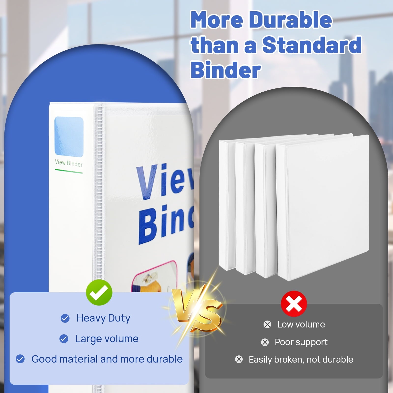 3 Ring Binder 1.5 inch Heavy-Duty View Binders for School, Office, 4 Pack, School Supplies - Image 2