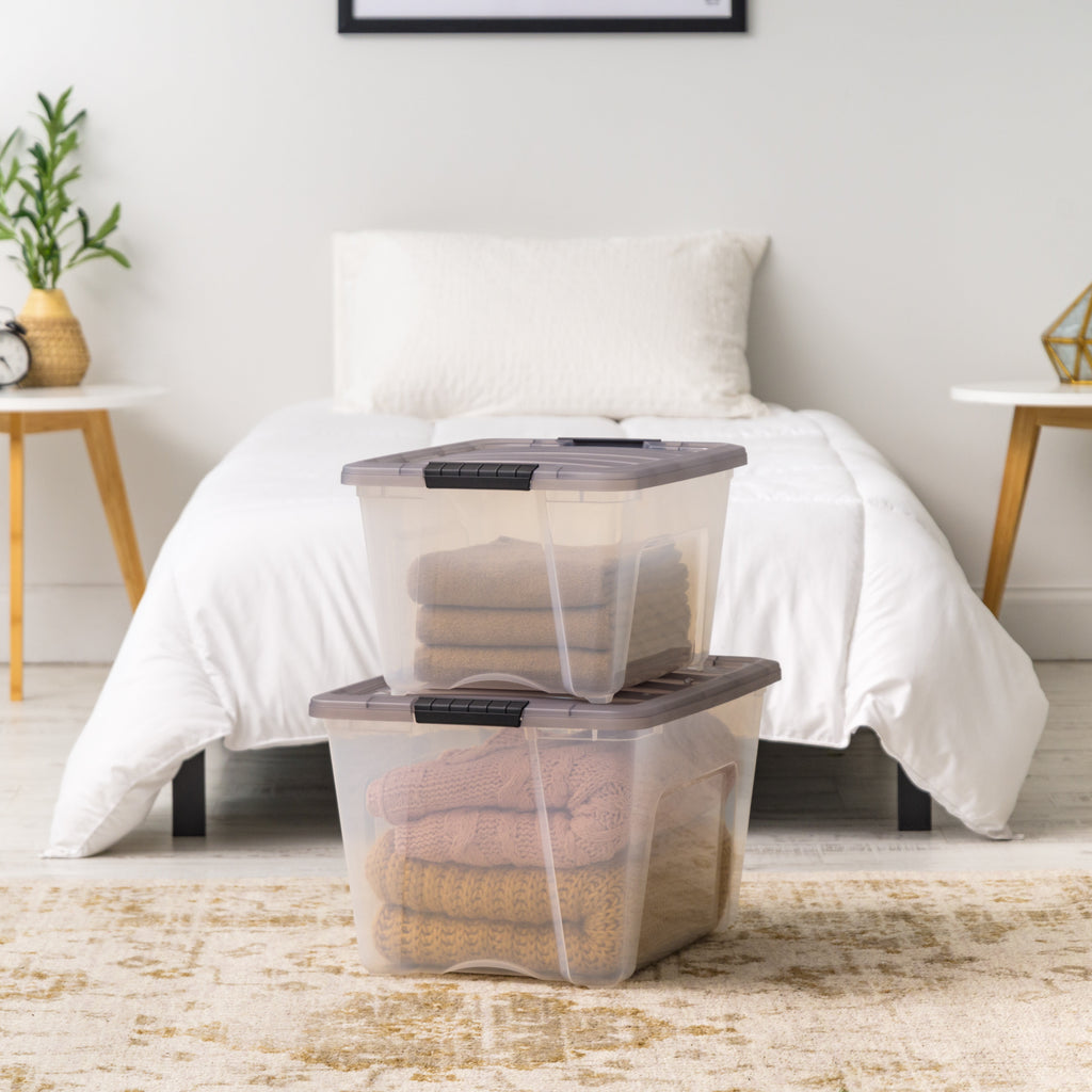 Stack & Pull Clear Plastic Storage Box, Lid Gray, Set of 5 - Image 3