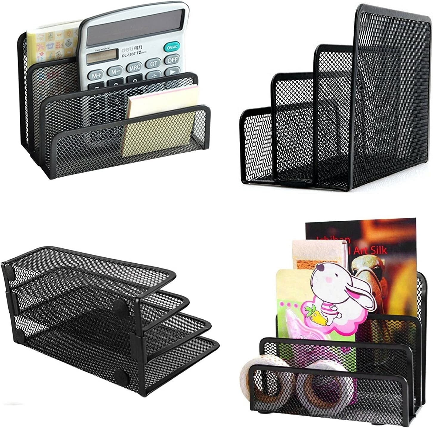 Folder Holder Desk, 2 Pack Mail Organizer Letter Holder for Desk Metal Mesh with 3 Vertical Upright Compartments - Image 5