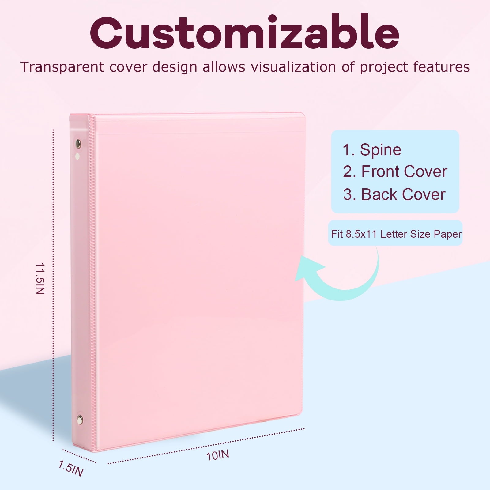 1 inch Binders 3 Ring View Binders Holds 200 Sheets of Letter Size School Paper Organizer with Pockets 4-Pack Assorted Color Notebook Binder - Image 3