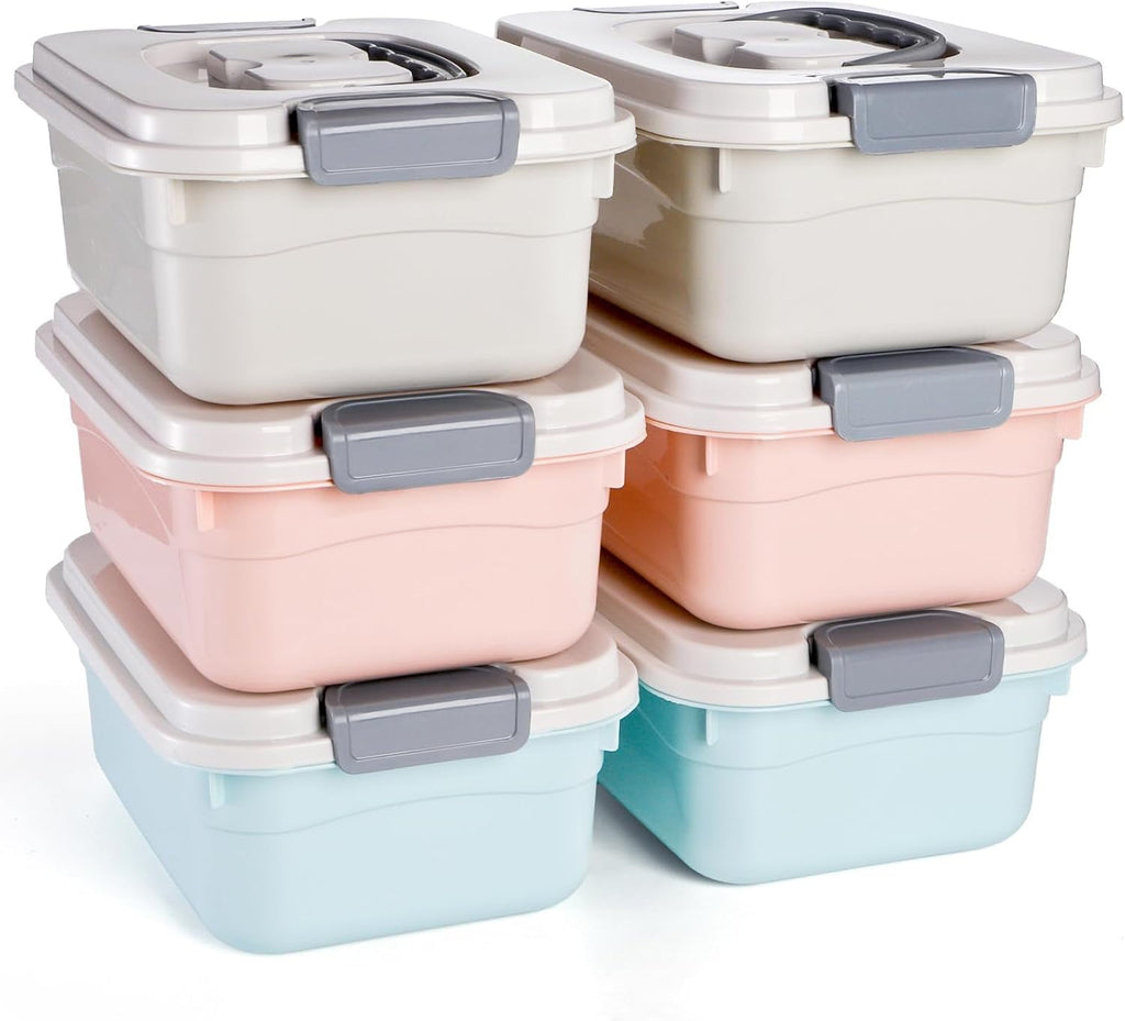 Set of 6 Small Plastic Storage Bins With Lid and Handle, 2.1 Quart Plastic Latch Storage Box Stackable Storage Container, Small Plastic Stor - Image 4