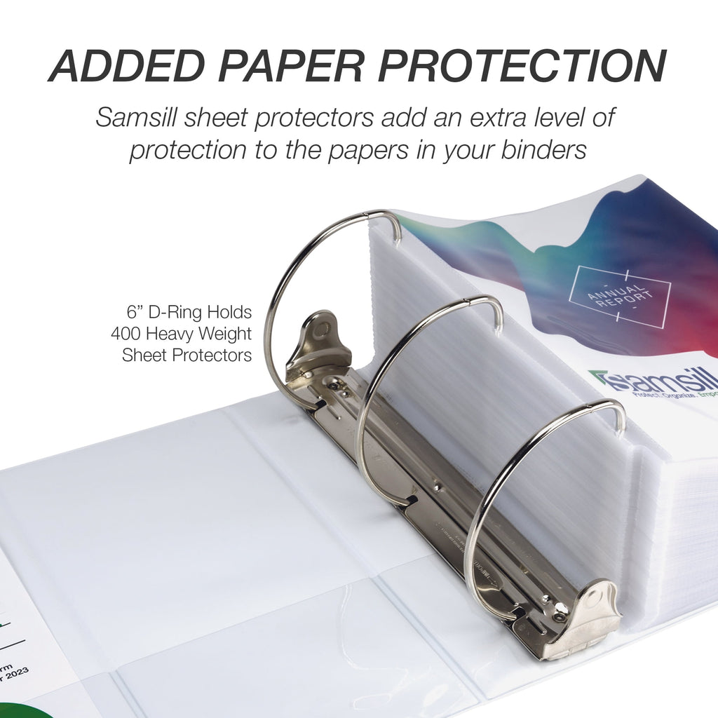 Samsill Durable 6" Locking D-Ring View Binder, White - Image 6