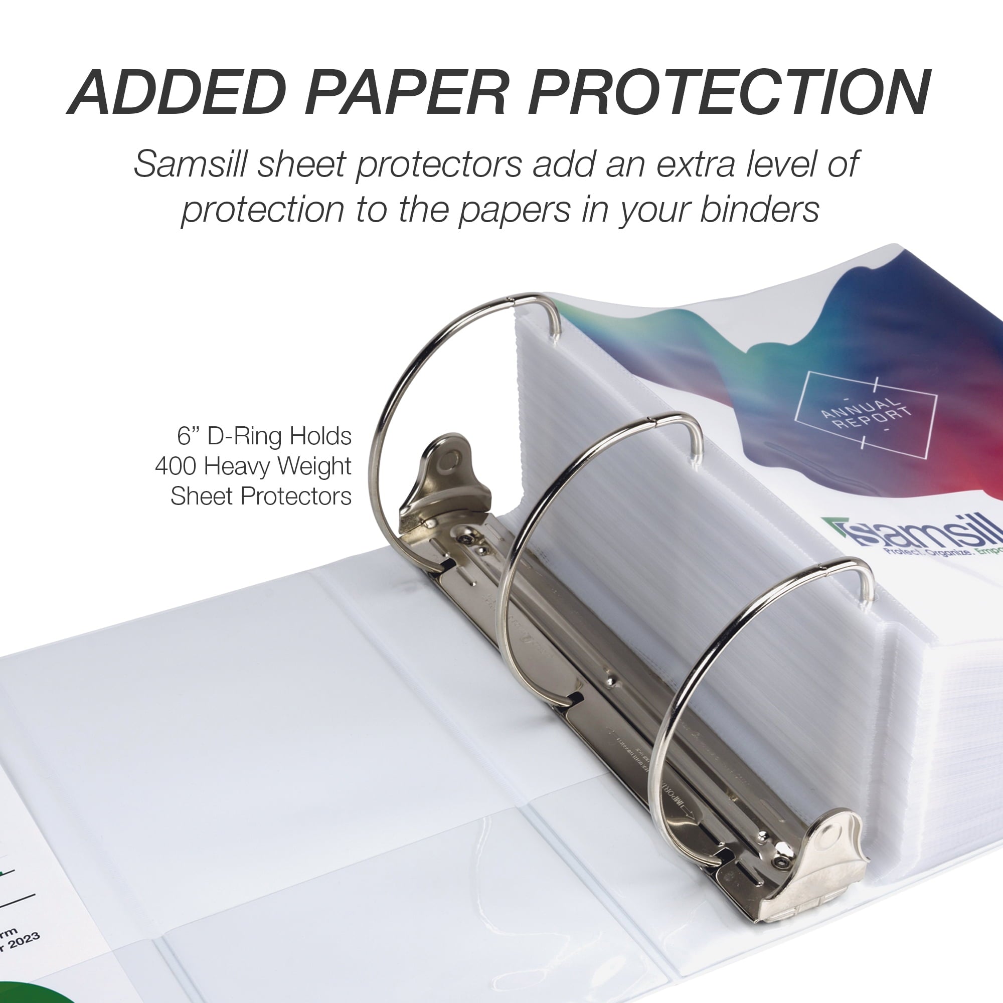 Samsill Durable 6" Locking D-Ring View Binder, White - Image 6