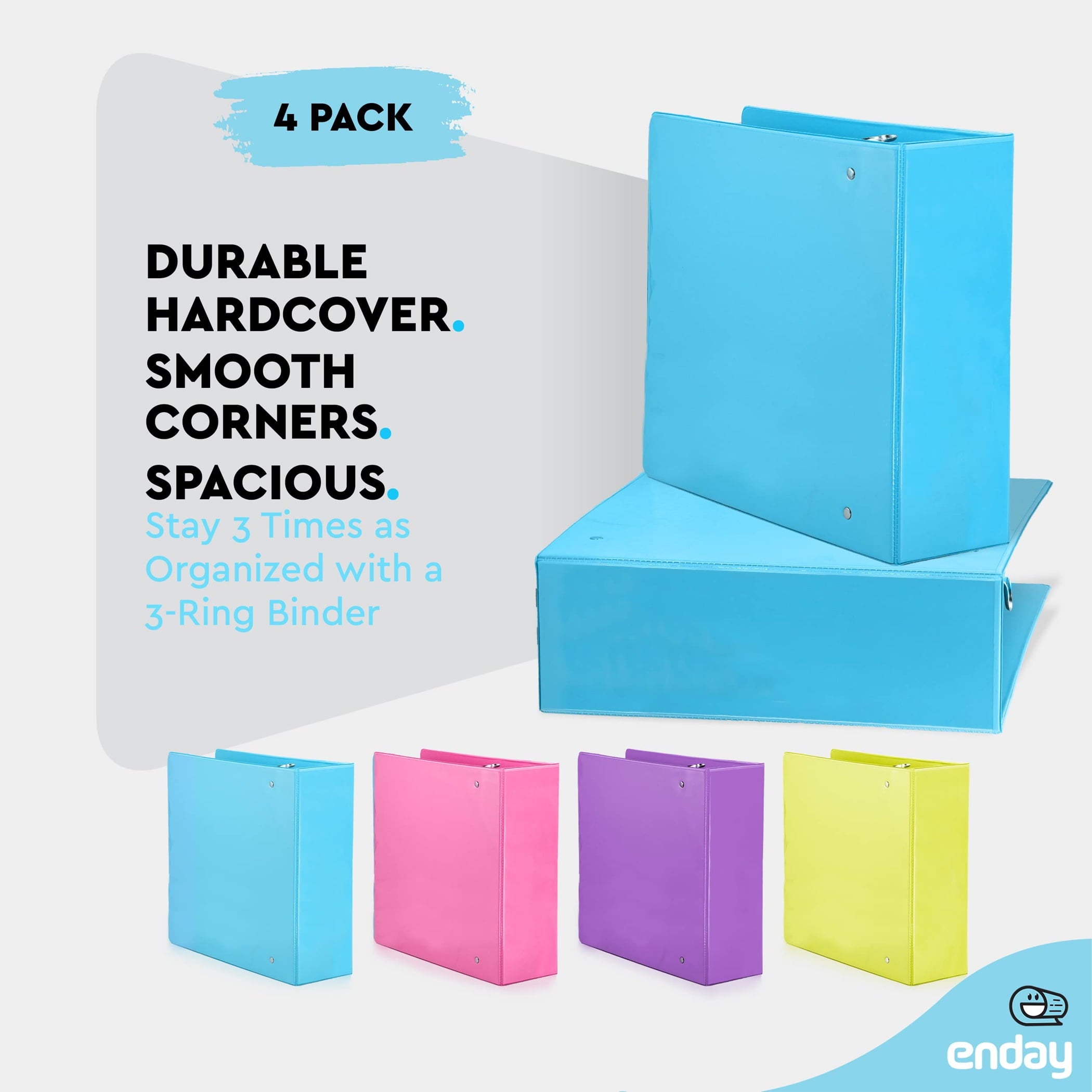 3-Ring View Binder, Slant D-Ring, Assorted Colors, 3 Inch, Pack of 4 - Image 4