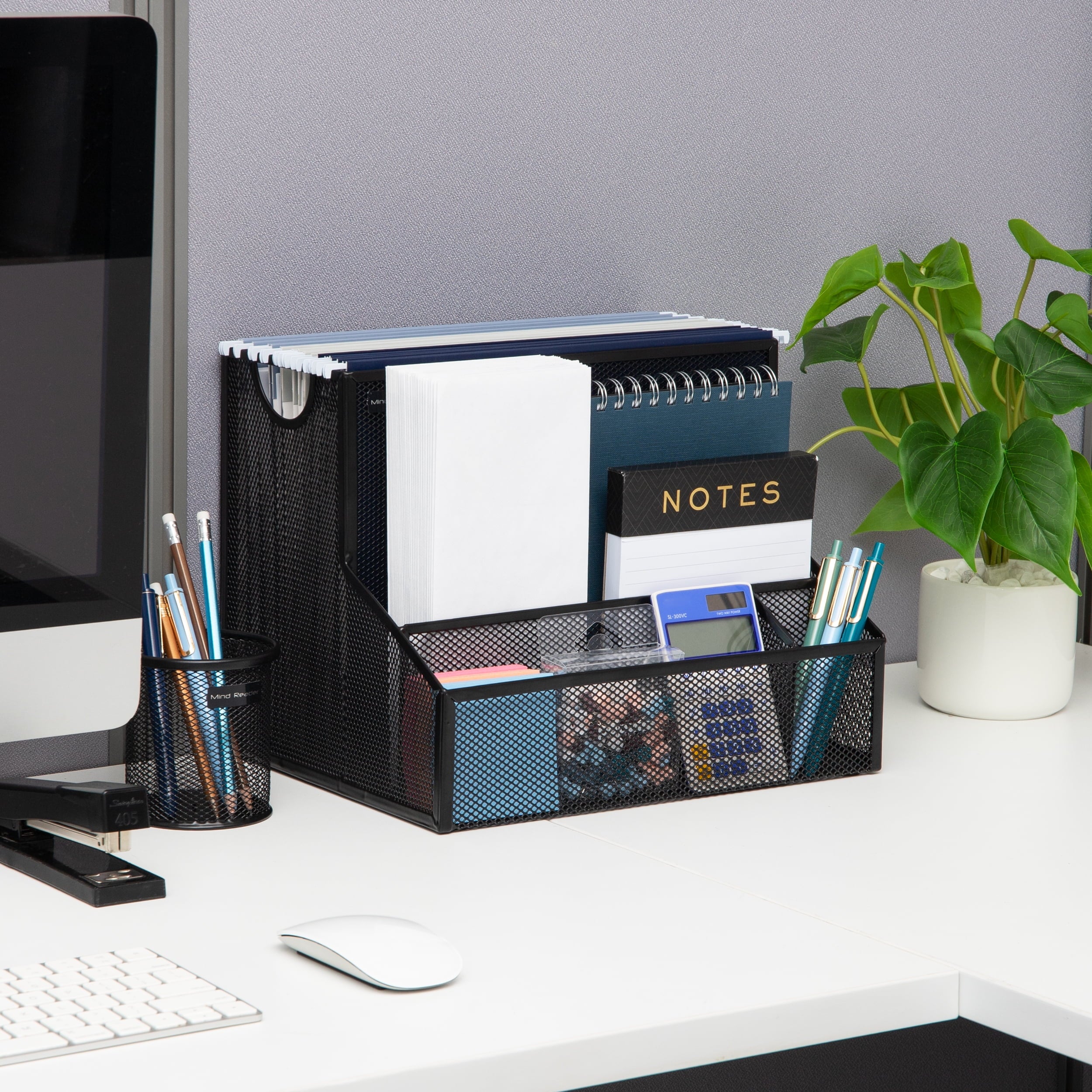 Desktop Organizer, Vertical File Storage, Letter Size, Office, Metal, Black - Image 2