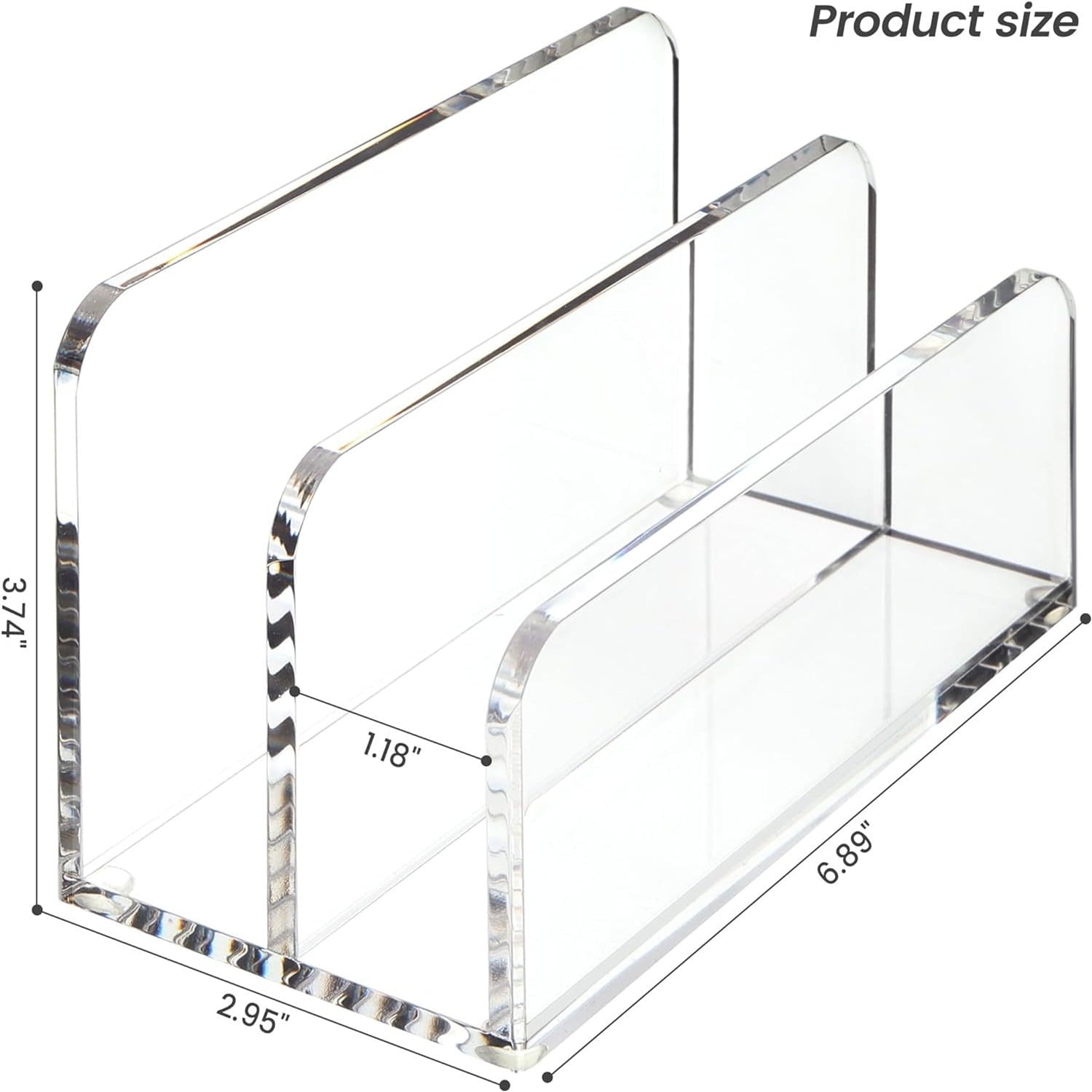 Acrylic Mail Sorter Desktop Organizer Holder, 2 Compartments Clear Small File Script Letter Office Document Storage f... - Image 4
