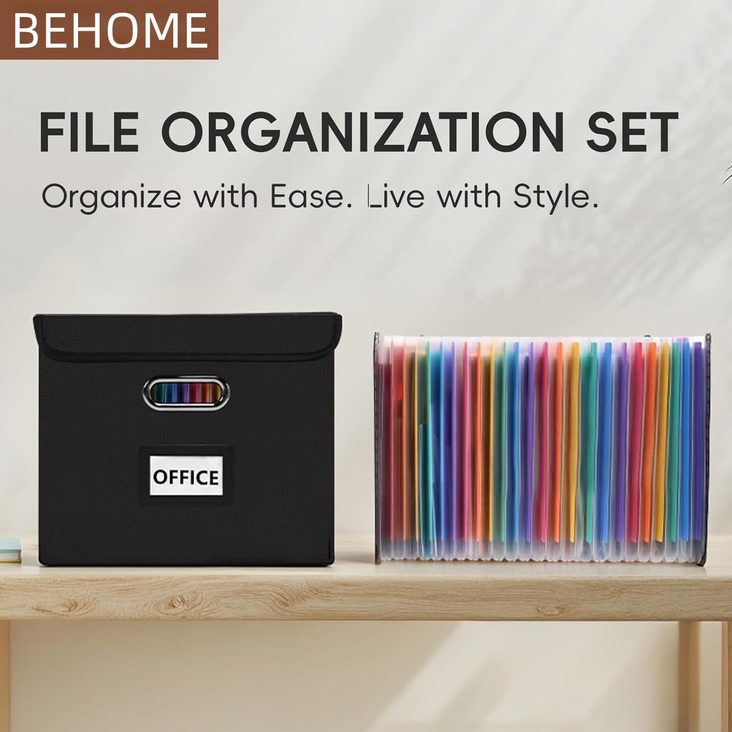 File Box, Foldable File Organiser Box with Lid, Foldable Fabric Hanging Filing Box with Plastic Slide for Home Storag... - Image 3