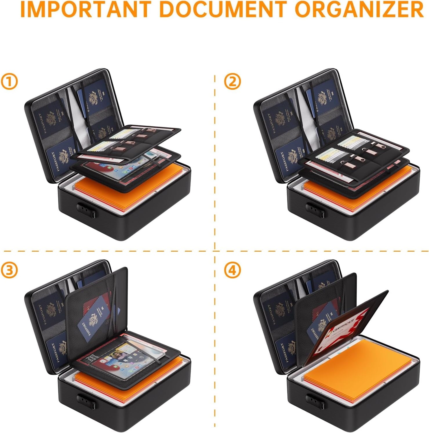 Fireproof Document Bag with Lock, Upgraded Heat Insulated Fireproof Box 8 Layers File Organizer, Portable Home Travel... - Image 5