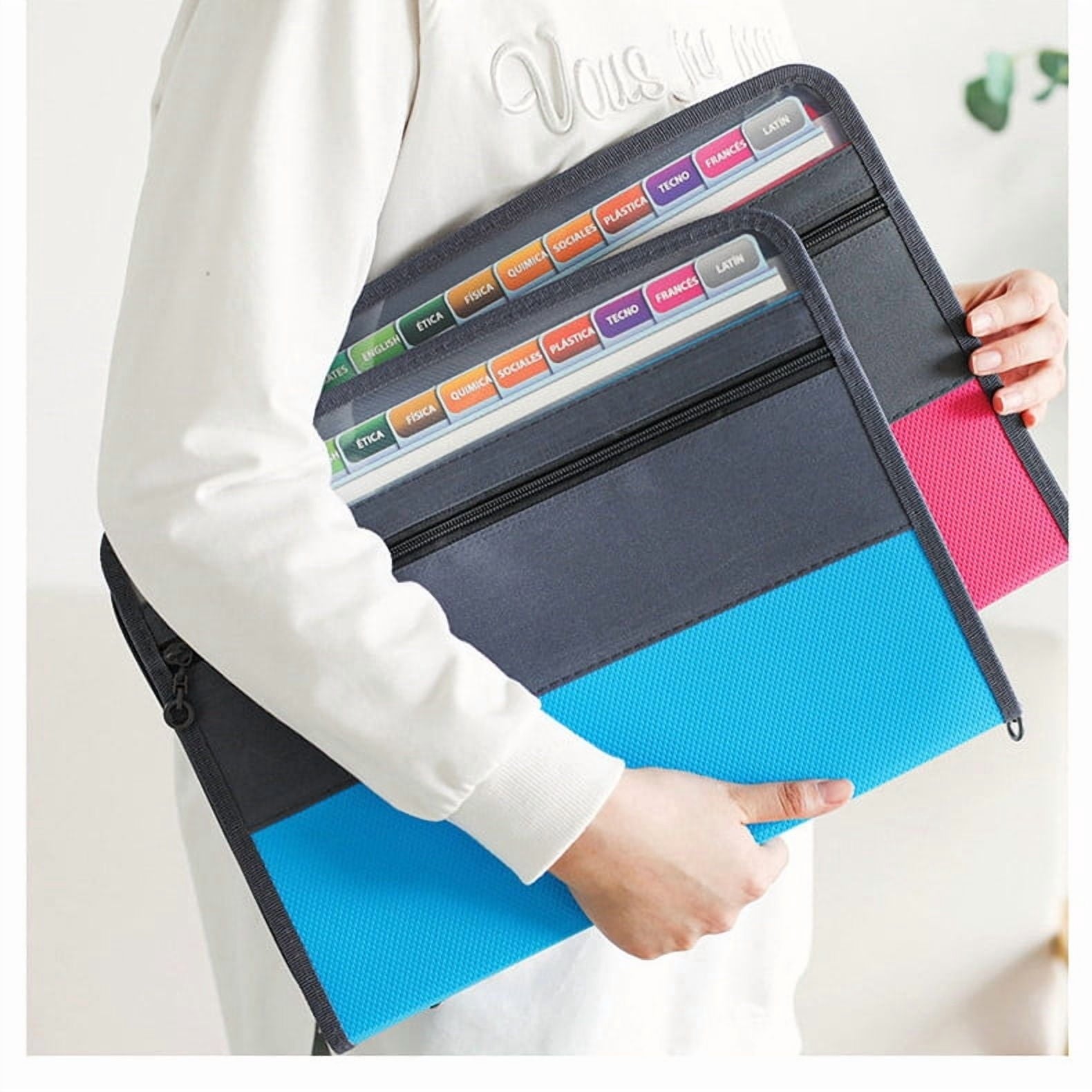 Plastic Accordion File Organizer with Zip Closure, Ideal for Office & Document Organizing Gray black - Image 6