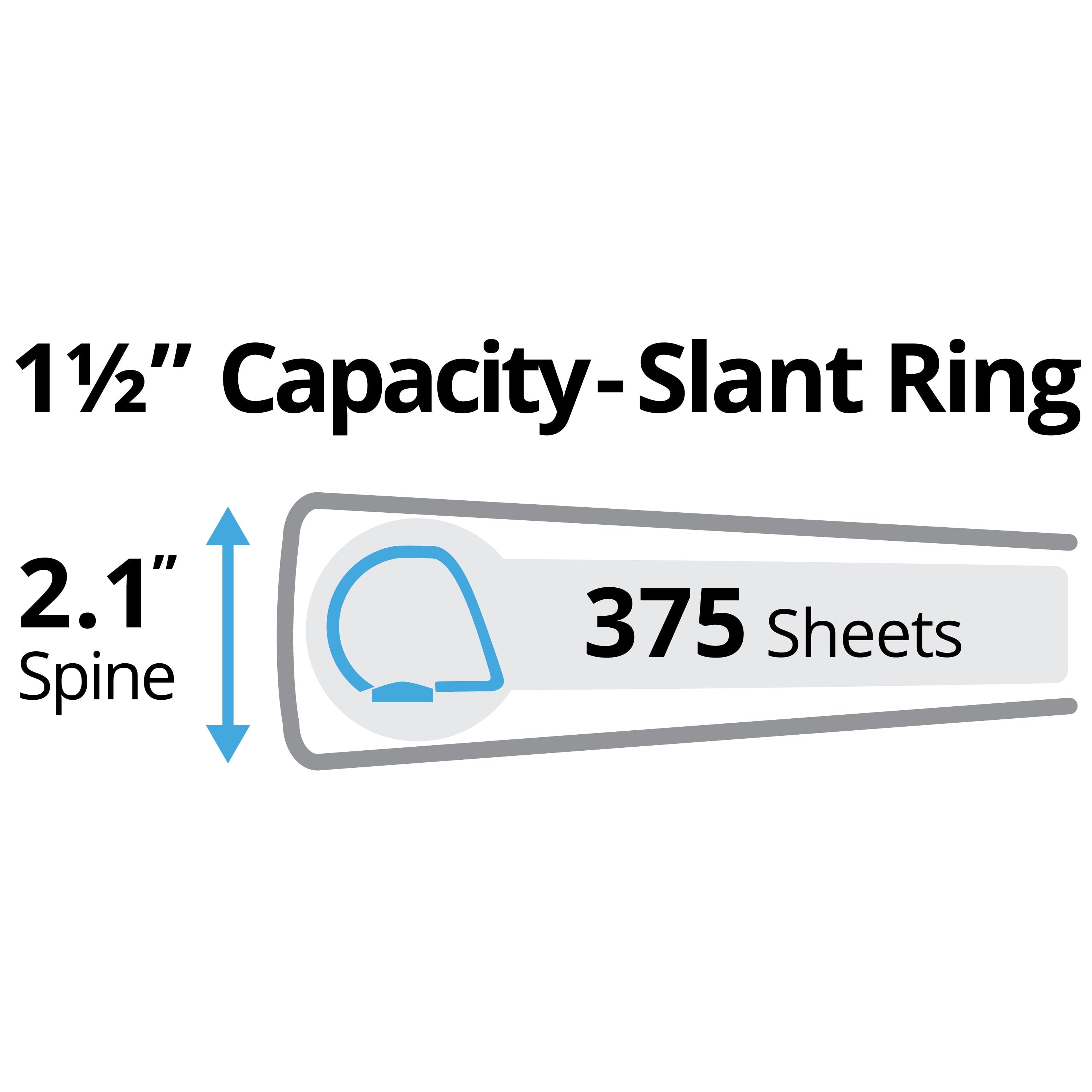 Durable View 3 Ring Binder, 1.5" Slant Rings, Chartreuse - Image 2