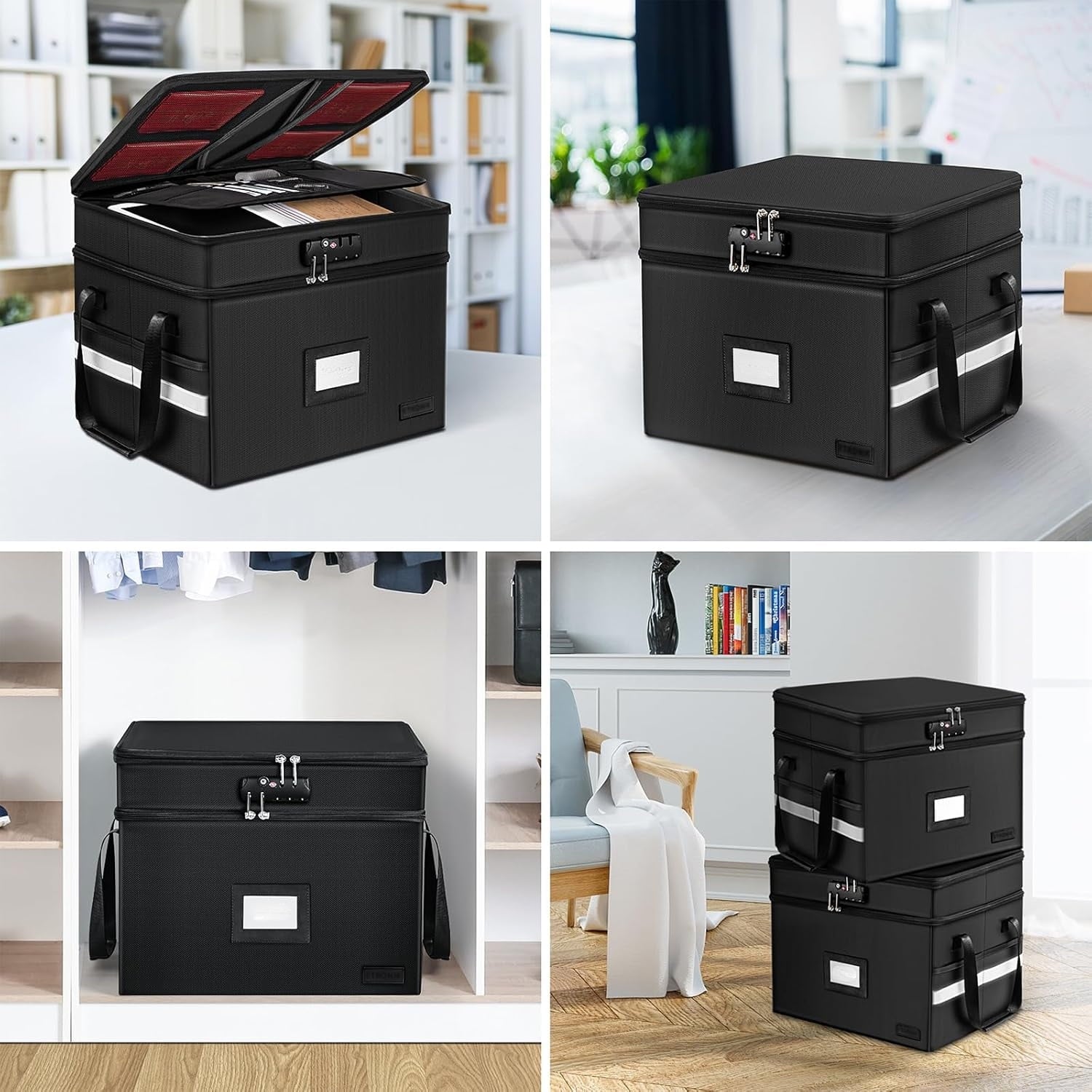with Lock, 2 Layer File Cabinet with 5 Tab Inserts,Office File Storage - Image 4