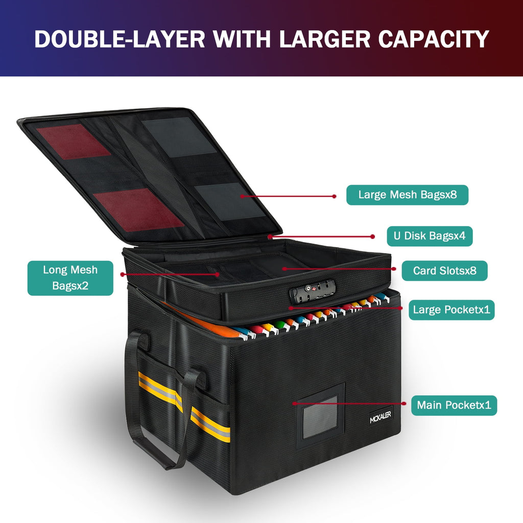 Portable Fireproof Lockable File Organizer, 2-Layer Foldable Box for Letter and Legal Storage - Image 2