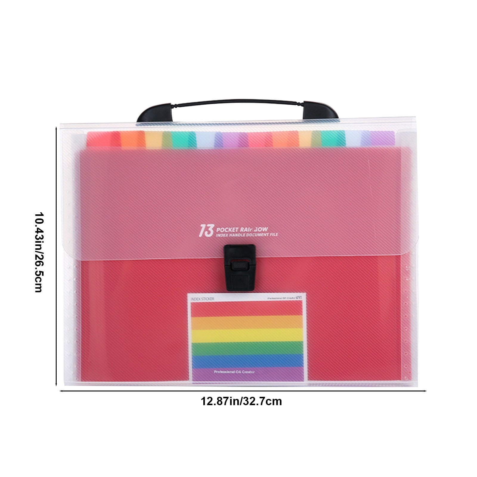 File Bag, 12.87x10.43x0.78 Inch Extended Folder with 13 Pockets Accordion File Storage Box with Labels Portable Paper... - Image 3