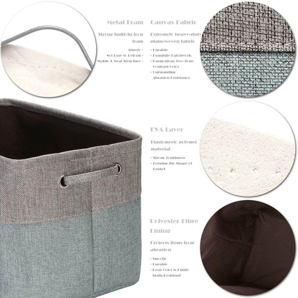 3-Pack Large Storage Basket Set, Trunk Organizer, Clothes Toys Bin, 15 x 10 x 10 Inches, Big Rectangular Canvas Fabri... - Image 2