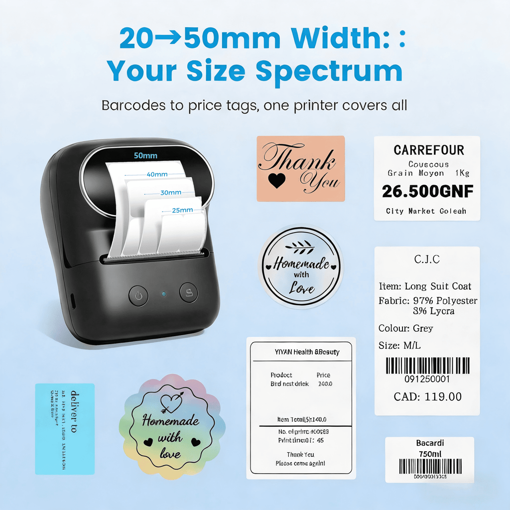 Phomemo M108 Label Maker with 100 Labels,Thermal Bluetooth Label Printer,2 inch Barcode Printer with App Control, for Small Business, Clothi - Image 5