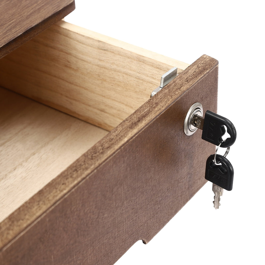 DENEST Wooden Desktop Storage Box with Lockable Drawers, 3 Tiers Office Supplies File Organizer, Flat File Cabinet Desk Storage Box for Dres - Image 6