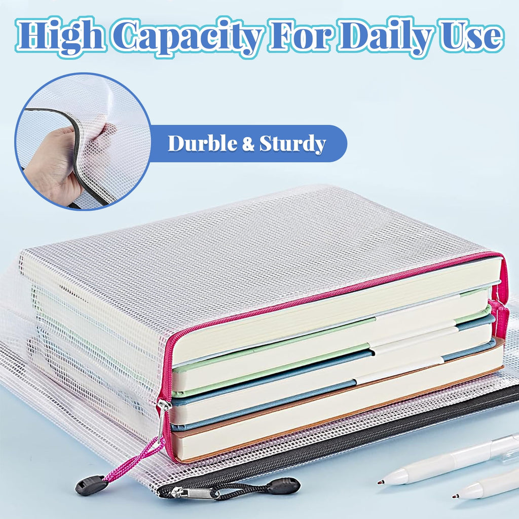 18Pcs Clear Mesh Zipper Pouch, Waterproof Plastic Document Bags, Freestanding File Organizers, Pencil Pouch for Offic... - Image 3