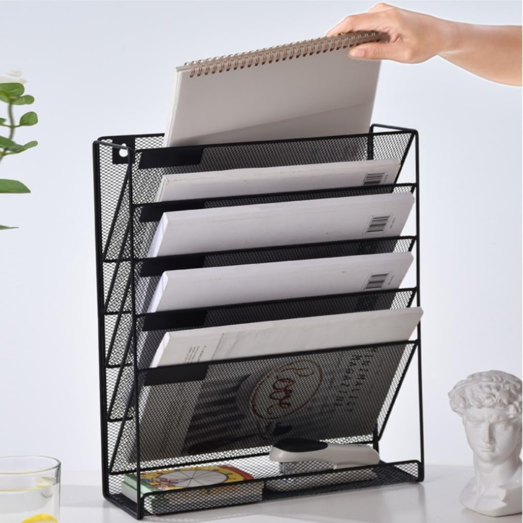 Aertyole 6-Tier Wall File Organizer Hanging File Organizer Cubicle Organizer Wall File Holder for Office Home, Black - Image 3
