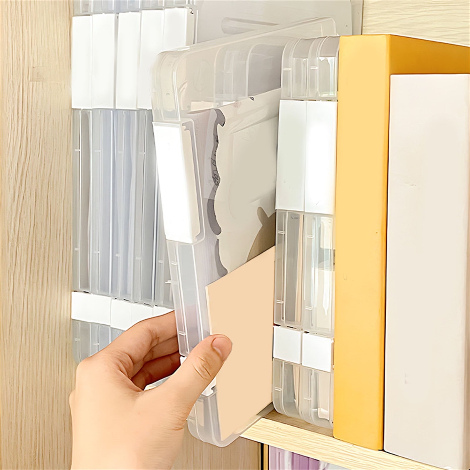 Clear Plastic File Storage Box with Lid,Document Organizer for Home Office,School Supplies,A4 Paper Holder,Stackable ... - Image 3