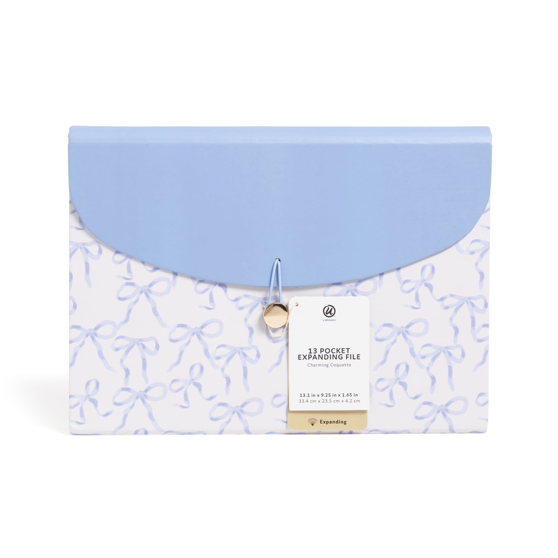 U Brands 13 Pocket Expandable File, 13 x 9.2 x 1.4 in.,Charming Coquette Blue BowsFile Organizer. Freestanding - Image 3